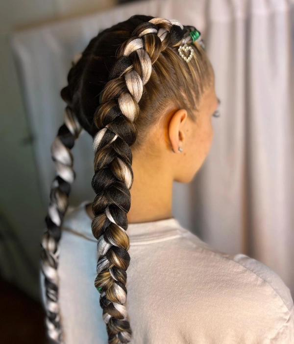 cute festival braid hair with silver extension 
