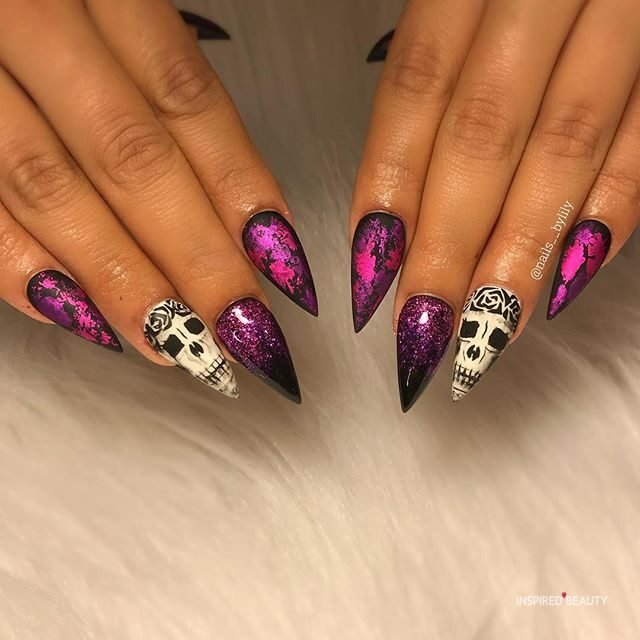 black and purple nails