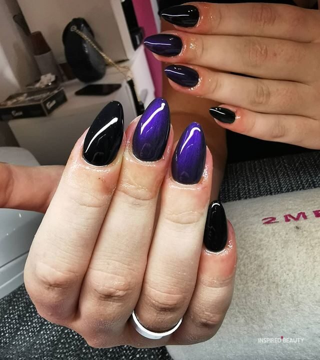 black and purple nails