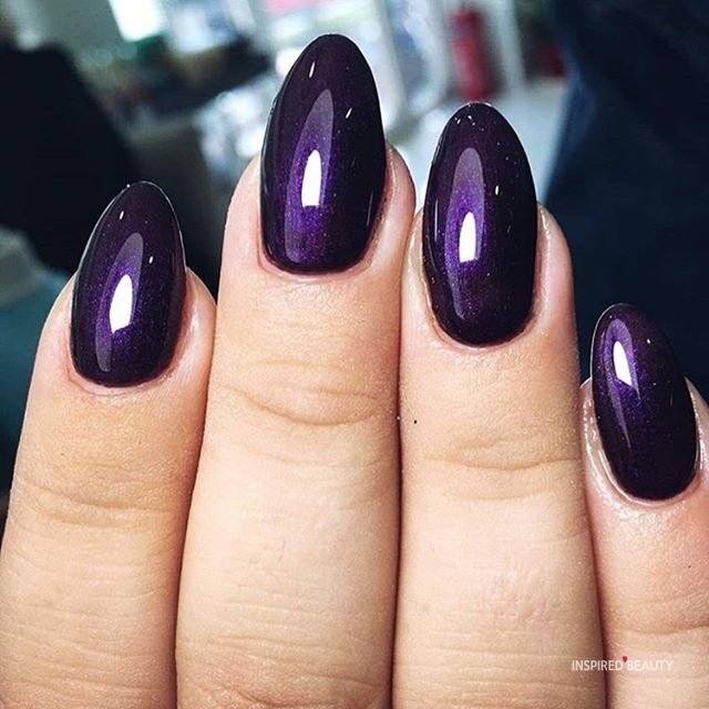 Dark purple almond nails