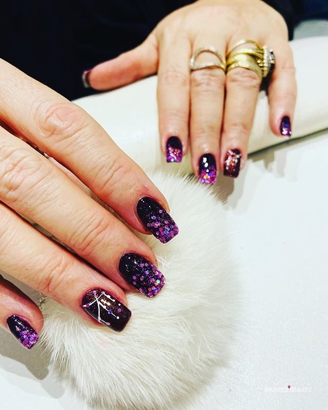 Dark Purple Nails With Glitter