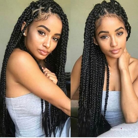 Jumbo box braids hairstyles - Inspired Beauty