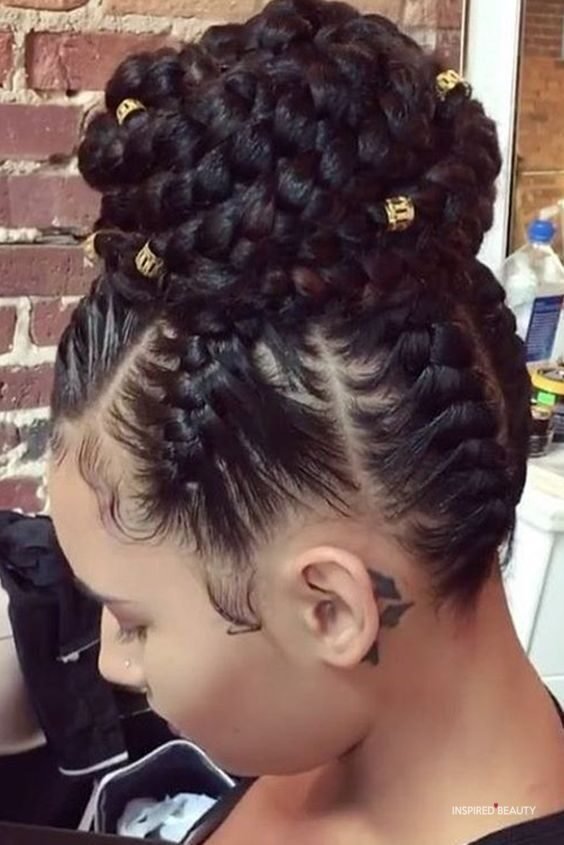 Updo jumbo box braids hairstyles for black woman