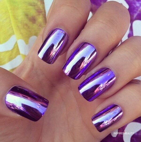 Metallic Purple Nail Art