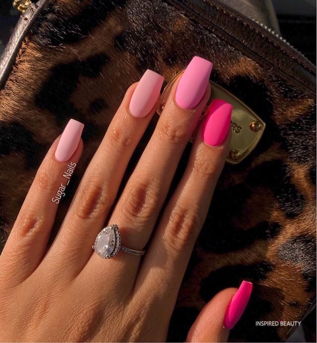 Matte Pinks on tapered Square Nails