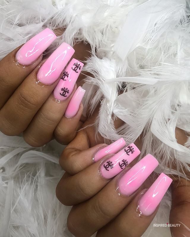 long pink acrylic nails