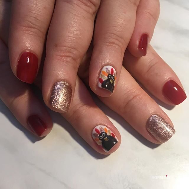 thanksgiving glitter nails