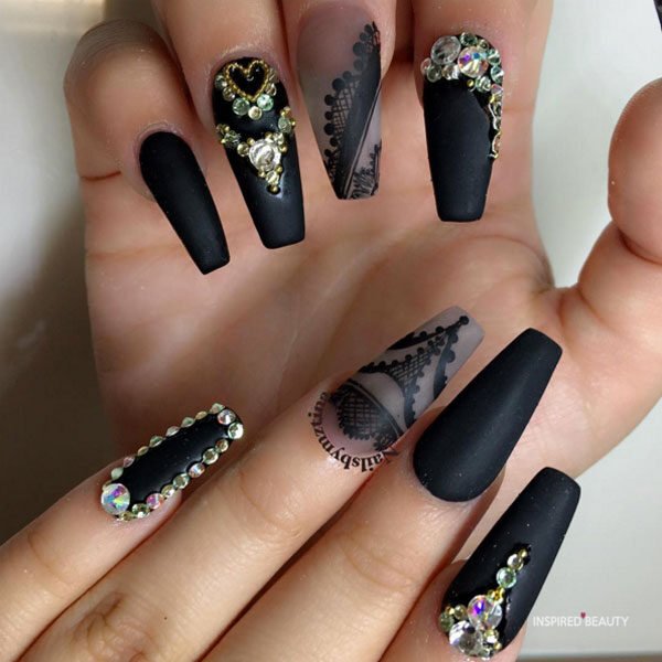 black coffin acrylic nails