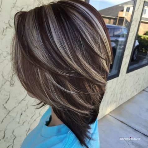 Hair colors for brunettes steel Grey highlights
