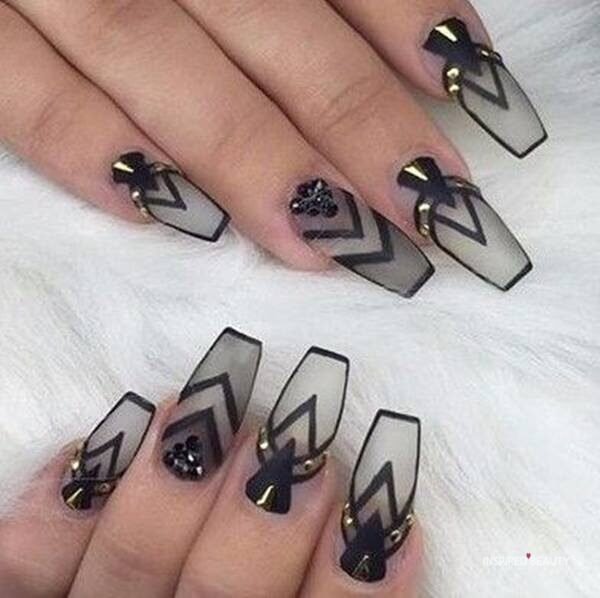 black Outline Nails