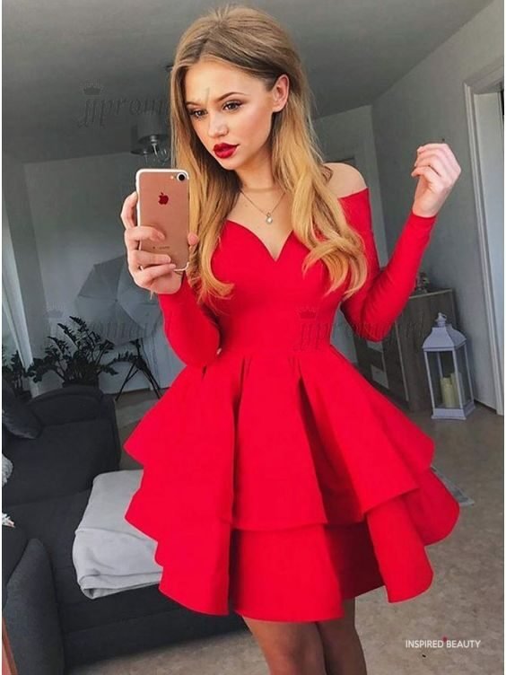 bright red dinner dress for valentines day 