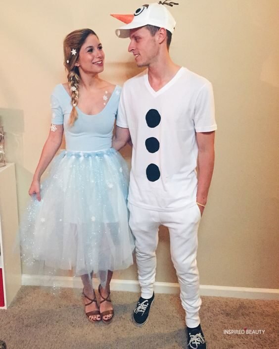 Elsa's and Olaf Couples Halloween Costumes Ideas