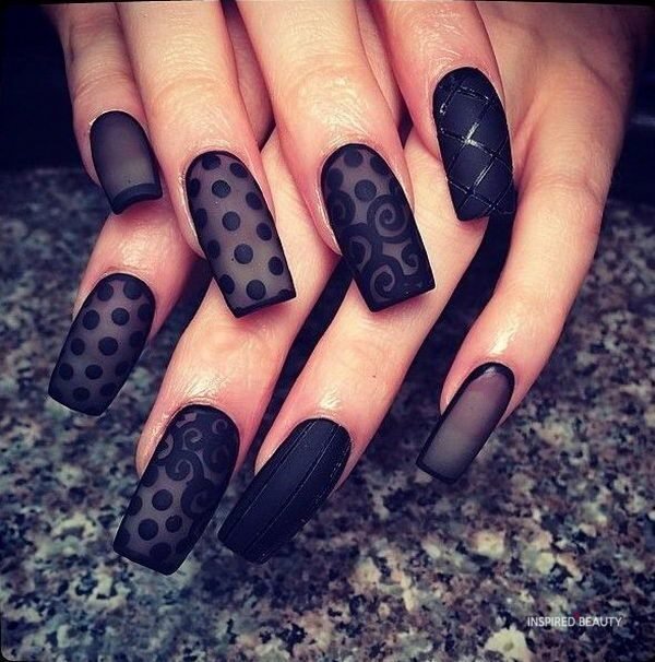 matte black nail designs