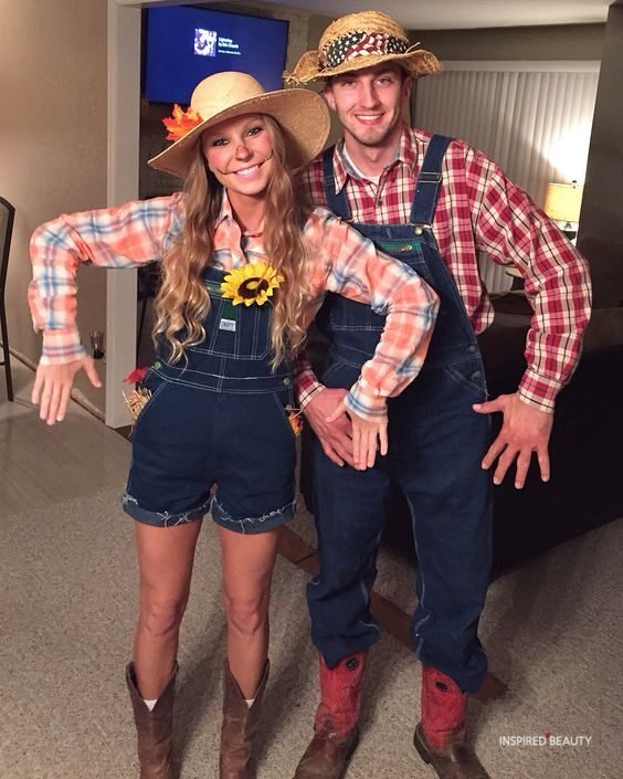 Farmer and Scarecrow Halloween Costume for Couples