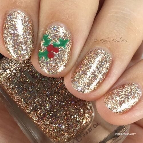 Christmas gold nail