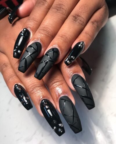 13 Black Acrylic Nails and Polish - Inspired Beauty