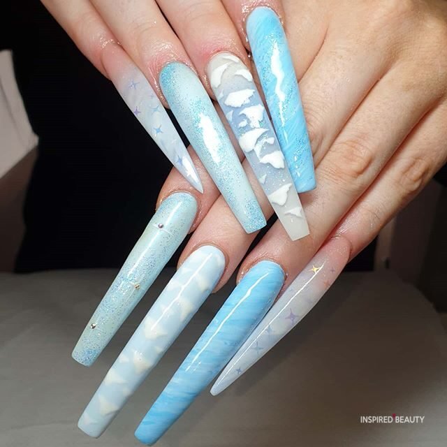 long blue nails