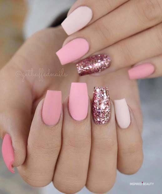 pink valentine nails