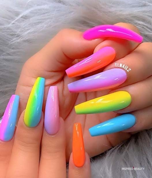 Inspired Beauty Bright Multicolor Nails That Are Perfect