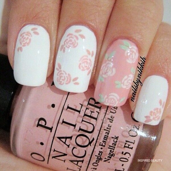 pink valentines day nails 

