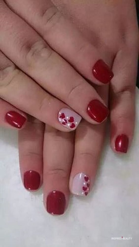 red valentines day nails
