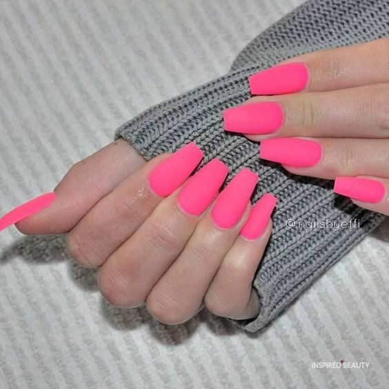 bright pink nails