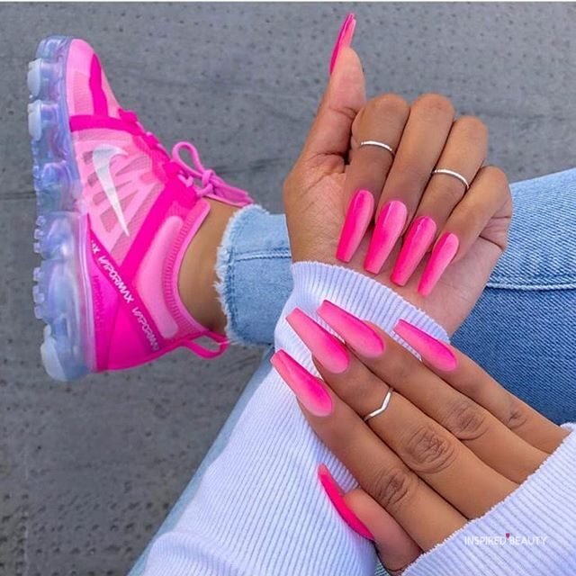 ombre pink nails coffin