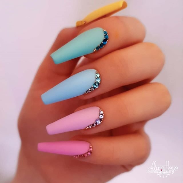 Matte Multicolored Nails