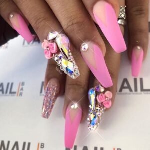 Multicolor nails with gems