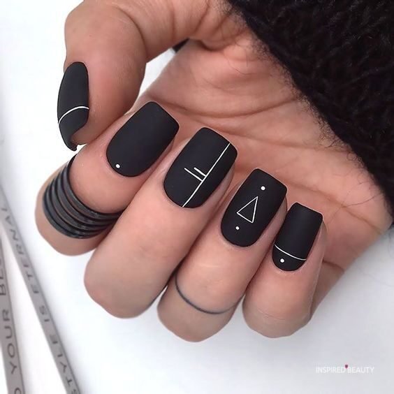 Black Squoval Nails