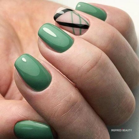Green Squoval Nails