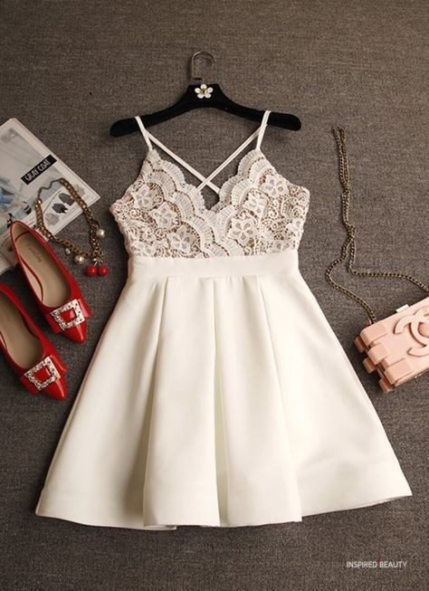 White dress with red shoes Valentines Outfit Ideas