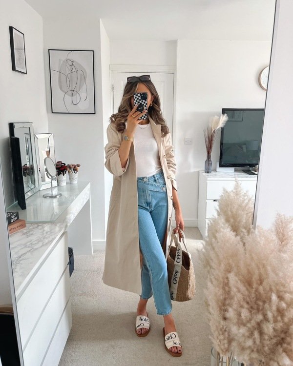 cute jeans outfit with coat