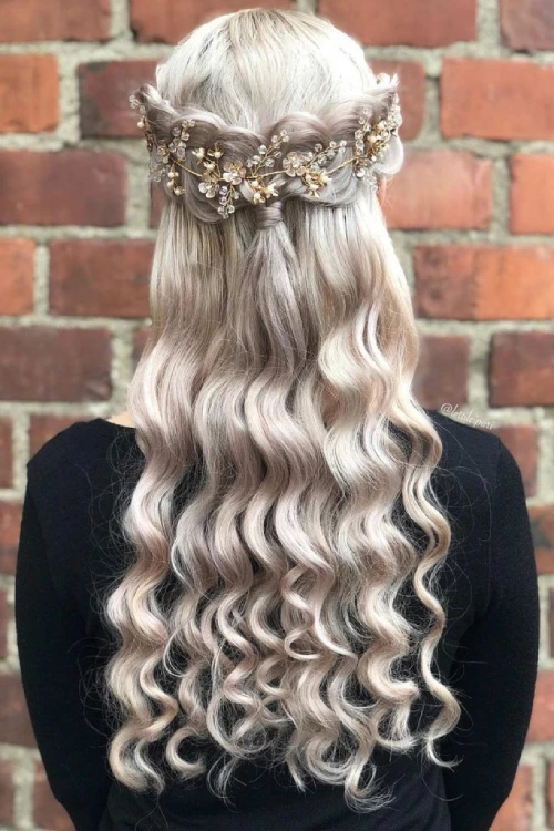 Long Crown Braid With Decoration