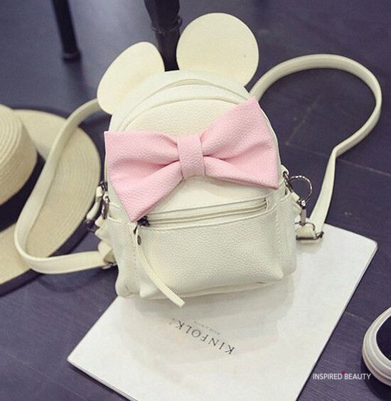 White and Pink Mini Mickey Mouse backpack 