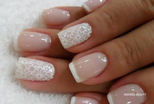Line Art Decal: White Lace Short White Tips