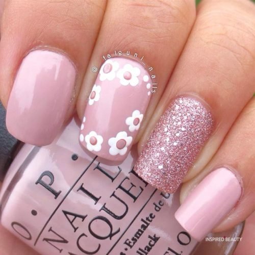 Pink Flowers Spring Nails