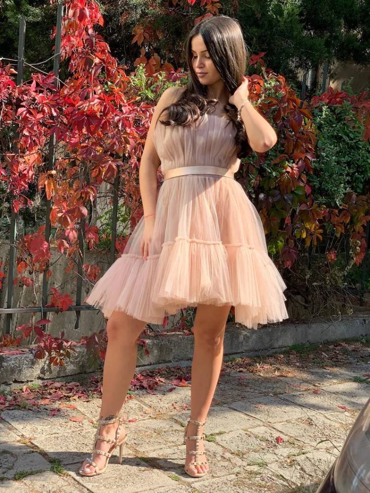 Women Tulle Tutu Layered Dress Pink Outfit Set Pink bodycon Dress