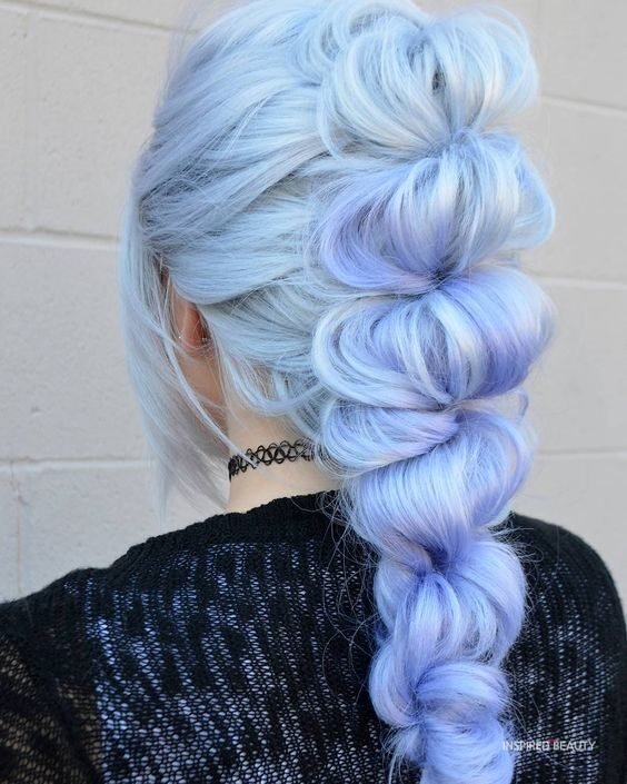 Princess hairstyle with blue hair color 