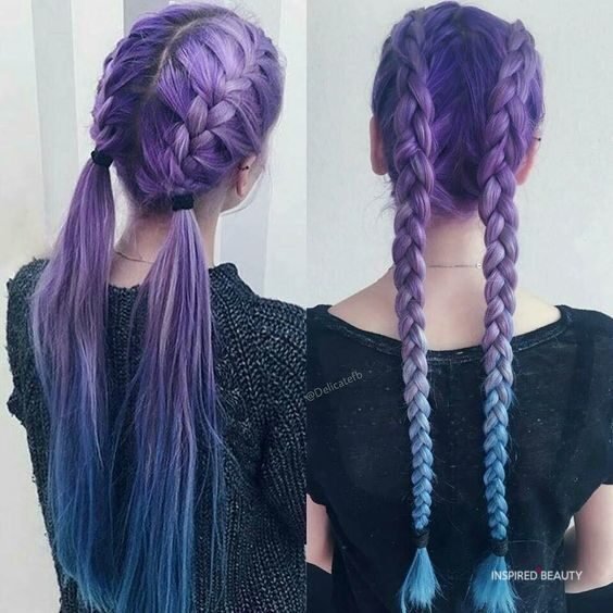 purple Hair color with cornrows 