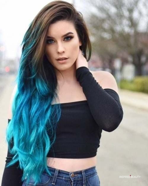 hairstyle, blue hair color 
