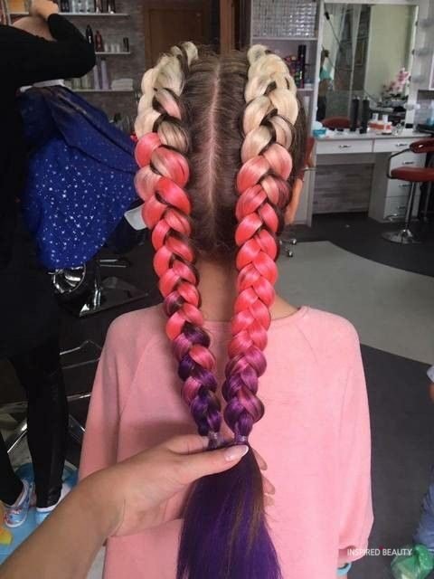 multi color Hair color with cornrows 