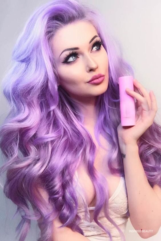 Long Hair with Pastel Purple Hair color