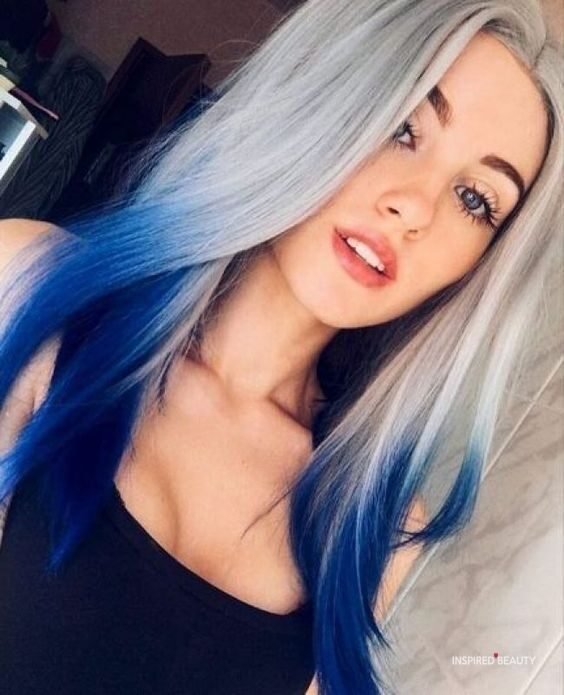 blue and white hair color 