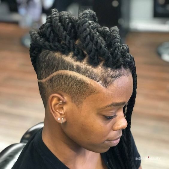 kinky twist hairstyles shaved sides