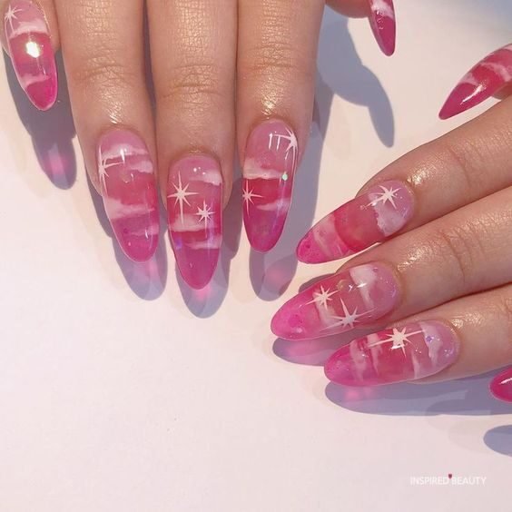 cloud pretty pink acrylic nails