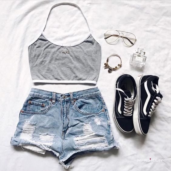 Blue Ripped Jeans Shorts for Girls