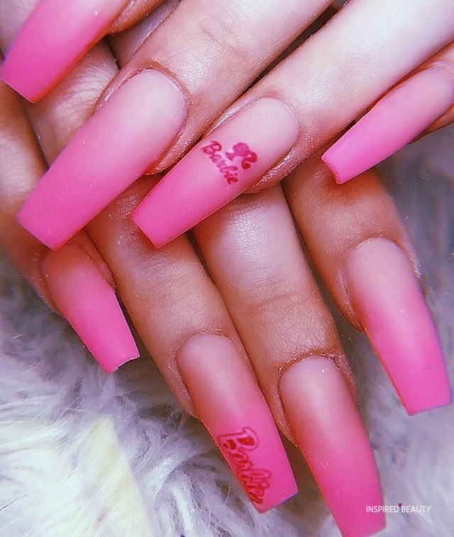 Pretty Barbie Pink ombre Nails