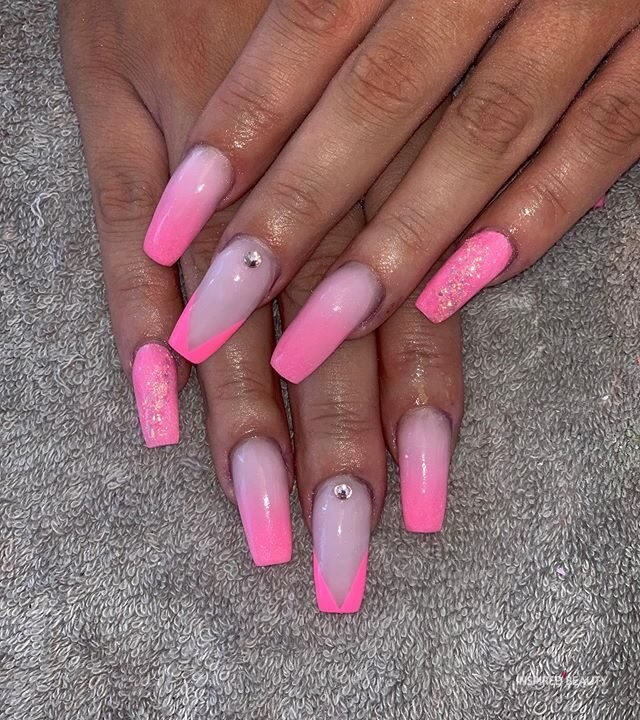 pink nails coffin