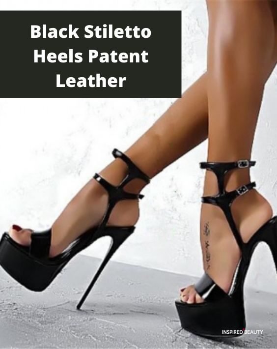 Buckled Strap Black Stiletto Heels